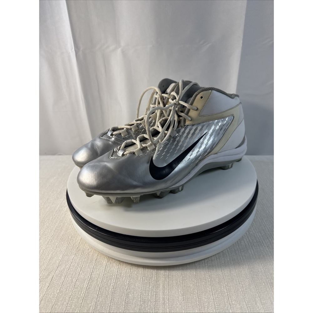 Nike 472600-001 SpeedLax 3 Lightweight Lacrosse LAX White Silver Cleats Size 12
